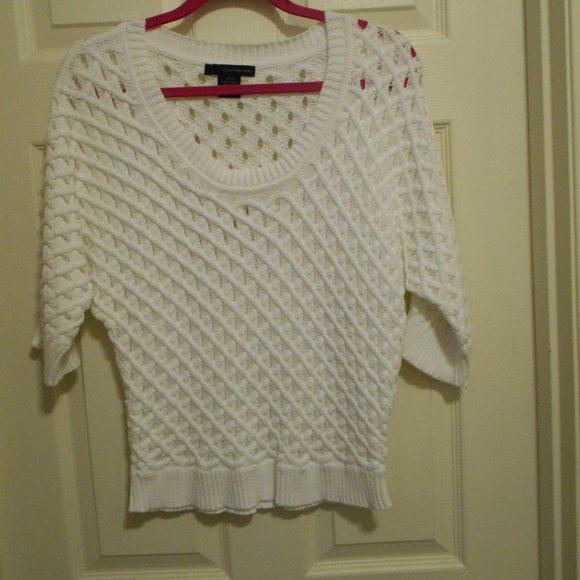 Calvin Klein Jeans White 100% Cotton Top 3/4 Sleeve Small CK - Picture 1 of 9
